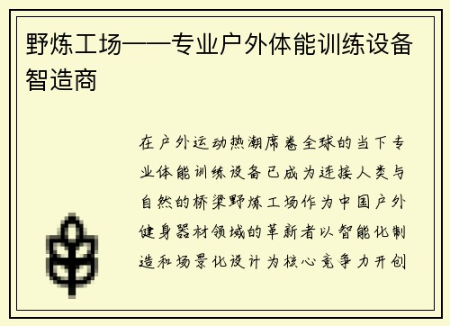 野炼工场——专业户外体能训练设备智造商